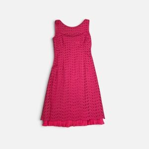 Luisa Beccaria Hot Pink Floral Eyelet Silk Rouche BabyDoll Dress XS- S READ